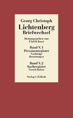 Bild von Bd. 5, Tl. 1/2: Lichtenberg Briefwechsel Bd. 5: Register - Briefwechsel