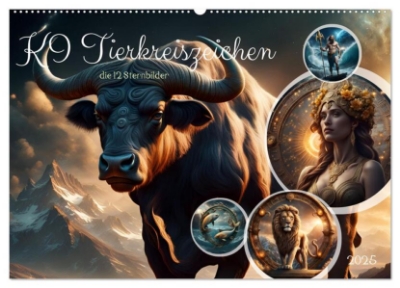 Bild von KI Tierkreiszeichen (Wandkalender 2025 DIN A2 quer), CALVENDO Monatskalender