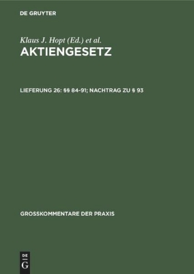 Bild von §§ 84-91; Nachtrag zu § 93 (eBook)