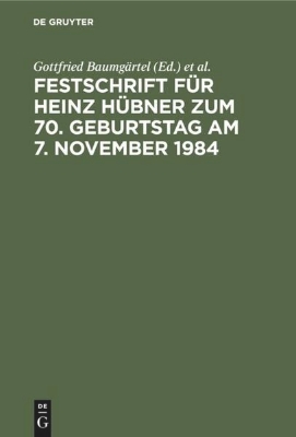 Bild zu Festschrift für Heinz Hübner zum 70. Geburtstag am 7. November 1984 (eBook)