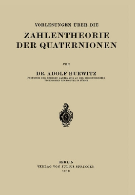 Bild zu Vorlesungen Über die Zahlentheorie der Quaternionen